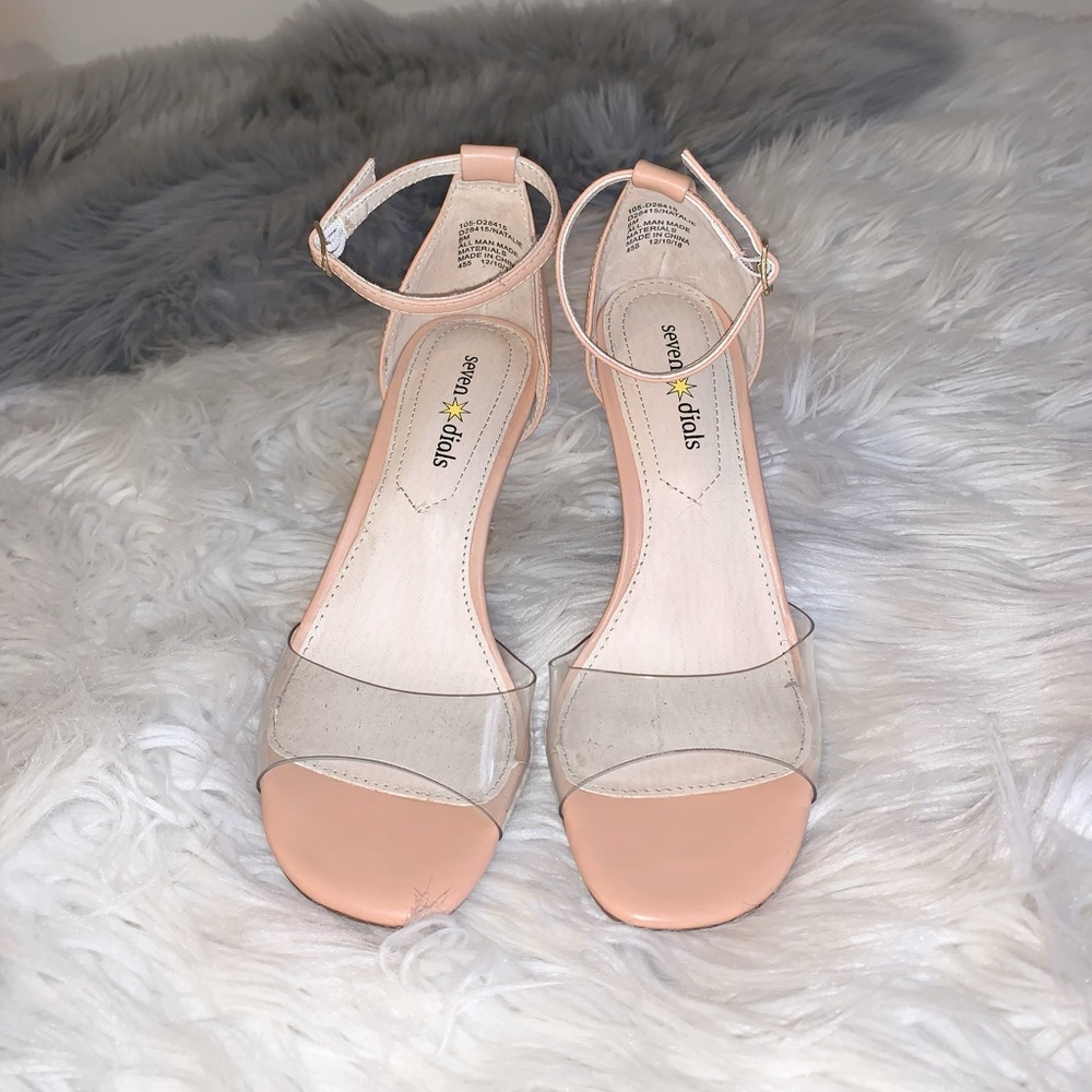 Nude Heels With Clear Straps
